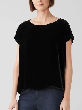 Eileen Fisher Black Velvet Short Sleeve Tee